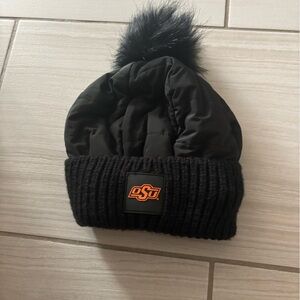 Black Women’s Oklahoma State University Beanie with Pom Pom